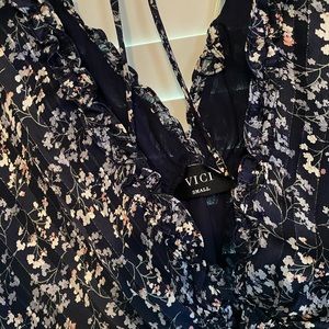 Navy VICI dress with metallic accents